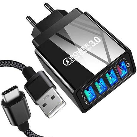 Ładowarka Sieciowa USB Quick Charge 3.0  4x USB + KABEL